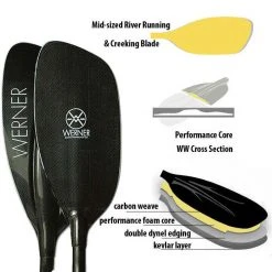 Werner Paddles Werner Stikine Carbon Straight Shaft Whitewater Kayak Paddle