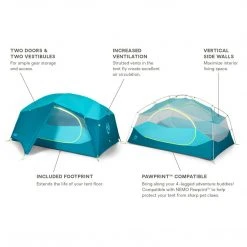 CAMP & HIKE Nemo Aurora 2 Person Camping Tent With Footprint