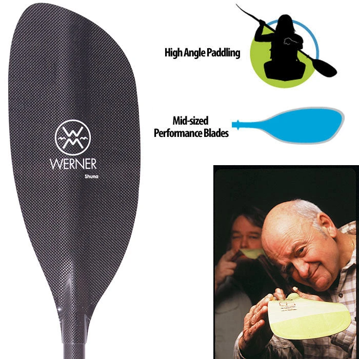 Werner Paddles Werner Shuna Carbon Straight Shaft Kayak Paddle 6 Werner Paddles Werner Shuna Carbon Straight Shaft Kayak Paddle