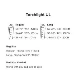 Big Agnes Torchlight UL 20 Degree Down Sleeping Bag CAMP & HIKE